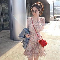 해외직구 A라인 봄시즌 쉬폰 프릴 바캉스룩 여친룩 슬림 날씬핏 동안 미인 연예인 사복 아우라 인스타그램 빅이슈