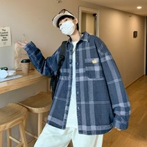 트렌드 체크 무늬 레트로 봄 새로운 남성 캐주얼 모든 경기 느슨한 패션 긴팔 셔츠 재킷