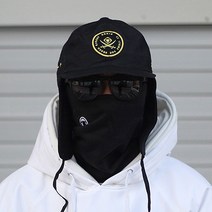 애니스튜디오 스노우 방수 머프캡 모자 Black / Gold Logo 귀달이 이어캡모자 방한모
