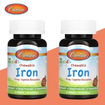 칼슨랩 어린이 츄어블 철분 딸기맛 15mg 60정 글리시네이트 킬레이트 2개