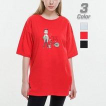 [진마니아] 고양이와 걸 루즈핏 반팔티 빅사이즈 박스티 티셔츠