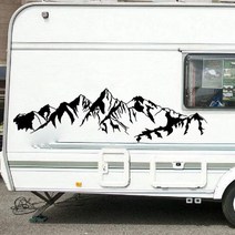 캠핑카창문 부품 창문 카라반 거대한 산 피크 캠핑 RV 자동차 벽 스티커 사무실 침실 풍경 여행 모험 데칼 아이 방 비닐 장식, orange, 200cmwidex56cmhigh