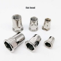 에어 리벳건 리벳 너트 210pc m3 m4 m5 m6 m8 m10 m12 304 스테인레스 스틸 하프 세미 육각 육각 머리 바인딩 삽입 나사 볼트 용, 10개 m3, 플랫 헤드