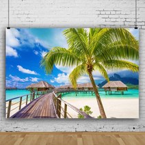 여름 해변 테마 사진 배경 코코넛 나무 천 아이 아기 생일 벽지 스튜디오 촬영, Viny220x150cm+BJWY3T7