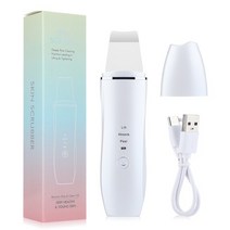워터필링기 홈케어기기초음파 스킨 케어 스크러버 주걱 얼굴 마사지 각질 블랙 헤드 제거 페이셜 필링 리프, [01] White set