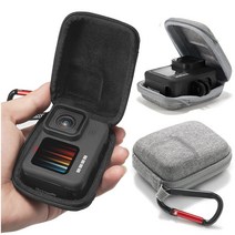 액션캠 고프로 gopro10 9 8 7 휴대용 파우치 하드 케이스 보관 커버 미니 포터블 가방 카라비너 포함, 그레이