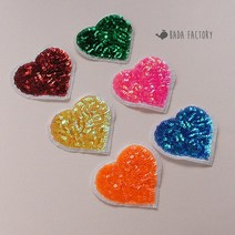 바다팩토리 스팽글 하드 와펜 열패치 DIY 리폼 재료, 오렌지, 1개