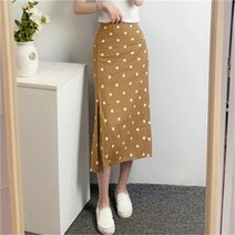 [비위치] 땡땡이 밴딩 옆트임 롱스커트