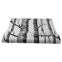 블랙 화이트 자작 나무 트리 벽지 침실 현대 디자인 거실 벽 종이 롤 소박한 숲 우즈 바탕 화면에, 화이트 & 블랙