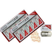 [미국정품매장] 도루코 가성비 추천 Dorco Double 엣지 레이저 플래티넘 Stainless 블레이드 빨간색 ST 301- (2 박스 = 200 블레이드)