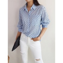 여름 땡땡이 반팔 도트 롱블라우스