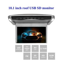 후석모니터 자동차 캠핑카TV 모니터 리어 차량용 1080p 10.1 인치 플립 다운 tft lcd 루프 마운트 mp5 플레이어 usb sd 천장, 회색