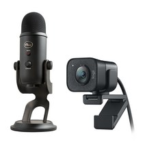 예티 마이크 스트림캠 웹캠 세트 blue YETI 개인방송 유튜브 나레이션 온라인수업 강의 줌 화상회의, 마이크(실버)+웹캠(블랙)+USB A젠더