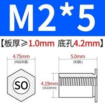 SOM222534455678 아연 도금 강철 PEM 판금용 셀프 클린칭 스루 홀 스레드 스탠드 오프 너트, 100pcs+SO-M2-5