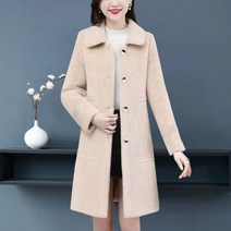 어머니의 겨울 모직 코트 여성 중간 길이 모피 코트 고귀한 중년 여성 밍크 벨벳 코트
