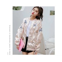 Beyond Nice 큐티 자수 새틴 항공점퍼