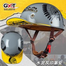 3c 오픈페이스 반모 하이바 레트로 스크터헬멧 경량 할리 헬멧, 시멘트 그레이 인디언