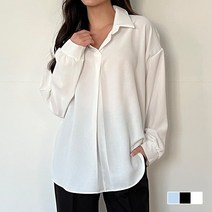 쉐얼유 여성 라이브 오픈 카라 긴팔 블라우스
