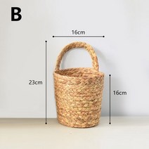 교수형 짠 등나무 바구니 재배자에 대 한 벽 마운트 밀 짚 잔디 고리 버들 바구니 꽃 화분 정원 장식 홈 장식, 꽃바구니 b