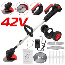 경량캠핑의자 42v 1880w 전기 잔디 트리머 잔디 깎는 기계 잡초 브러시 길이 조정, 에게, 바퀴가 달린 검은색