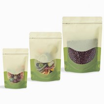 홍진포장 투톤방긋 그린 투명창 지퍼스탠드 스탠딩지퍼백 100장 사이즈 5종, 18 x 26cm - 100장 (장당185원)