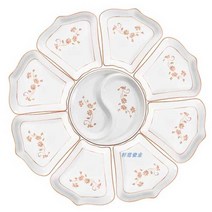 원형 접시 그릇 세트 집들이 도자기 식기 플레이트, 크라운60cm8+태극권플레이트