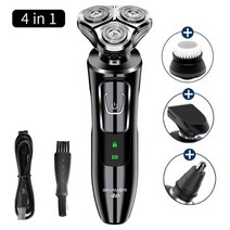 전기 면도기 전동 수염관리 LCD 디지털 디스플레이 3 헤드 플로팅 면도기 그린 스마트 USB 충전식 세척 다기능 수염 칼, 4D 4 in 1