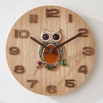 리빙스토리 시그너스 국산 무소음 심플우드 부엉이시계 원목 벽걸이시계 개업 집들이 선물