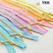 퀼팅맘 YKK지퍼 금색자크 파스텔톤 (물방울), 10.골드지퍼 물방울 파스텔 민트[15cm]