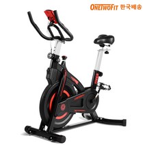 OneTwoFit 스피닝 실내 자전거 스핀바이크 가정용 헬스자전거, 블랙&레드, 6kg휠