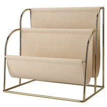 더블 레이어 가죽 잡지꽂이 매거진 랙, 크림