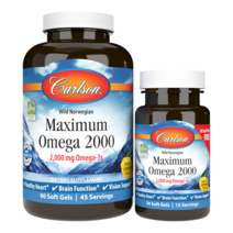 칼슨랩 맥시멈 오메가3 2000mg 레몬맛 120소프트젤 Carlson, 1개, 기본