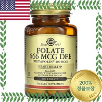 솔가 메타폴린 Folate 활성 엽산 666mcg DFE 100 정 타블릿 비타민 B군, 1개, 기본