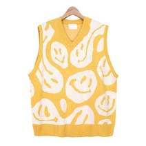 스콰즈 조끼 STW166 3COLOR 남성 브이넥 스마일 니트