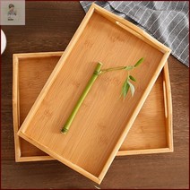 대나무 우드 원목 사각 쟁반 손잡이 트레이 음식 찻잔 쟁반, 1-우드트레이-소