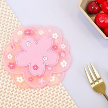 머글리 PVC 벚꽃 절연 냄비받침 티코스터, 인디핑크 2p (대형 15.5cm)