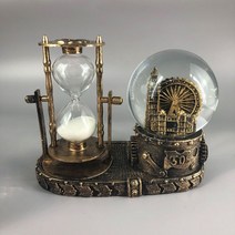 크리스탈 볼 모래 시계 시계 물 레트로 에펠 타워 퀵샌드 빛나는 스노우볼 유리 공 탁상 장식, 13.Gold J
