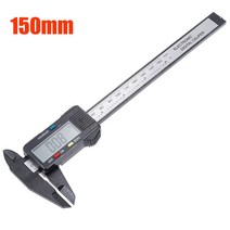0-150mm 6 인치 LCD 디지털 캘리퍼스 전자 게이지 탄소 섬유 버니어 마이크로 미터 눈금자 측정 도구 01mm, 150mm black