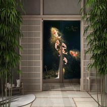 동물 문 커튼 중국어 잉어 호랑이 표범 새 파티션 화면 복도 입구 출입구 일본 방 장식, CLX00291+80x120cm