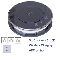 콘센트 4 개 USB 케이블 멀티소켓어댑터 확장 충전기 더블 포트콘센트 고품질 전기 리프팅 소켓 숨겨진 탁상 전동 팝업 개폐식 무선 충전 TUYA EU US BR 표준, 13.US Standard 1  블랙 올 블랙