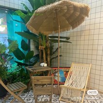 열대 파라솔 밀짚 볏짚 동 하와이 밀짚 지푸라기 야자수 오두막 리조트 제주도, 1.4M 나무돌+나무삼각+물주머니