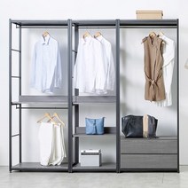 워너비 2200 2단서랍 행거 드레스룸 세트, 오크브라운