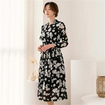 시크라인 화이트 플라워 뒷 지퍼 펄릭 원피스