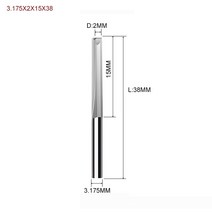 1개 3.175mm 4mm 6mm 8mm 2 개의 플루트 스트레이트 슬롯 엔드 밀링 커터 목재 CNC 조각 카바이드 공구, 06 3.175X2X15X38