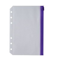 A5/A6 바인더 포켓 2 개 PVC 루스 리프 백 6 링 노트북 파우치 문서용 다채로운 지퍼 폴더, 09 purple-A5-2pcs