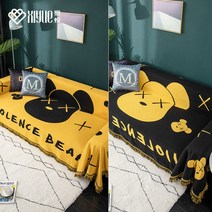 안티 고양이 스크래치 소파 커버 천에 바람 북유럽 전체 커버 담요 도매 소파 수건 새 팔걸이 다시 커버 수건, 노란 검은 곰 