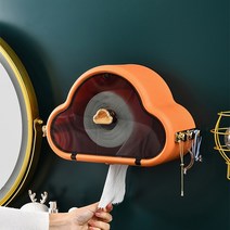 올곧음 무타공 욕실 방수 구름 휴지걸이 티슈홀더 티슈걸이 다용도 욕실 수납선반 두루마리휴지 걸이, 화이트