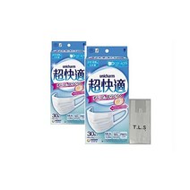 【2개＋T.LS오리지널 덤(봉투)】 일본제 PM2.5 대응 초쾌적 마스크 플리츠 타입 보통 30장입(unicharm) x 2개 합계 60장