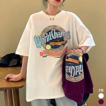 [오늘발송] 스타일아유 프린팅 오버핏 반팔티 여성용 롱 빅사이즈 박시 반팔티셔츠 반팔 티셔츠 1+1 2장[AYG6TS479A]