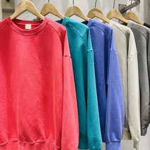 남녀공용 오버핏 피그먼트 워싱 데일리 맨투맨 6컬러